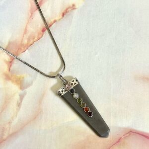 Grey Jasper chakra pendant necklace